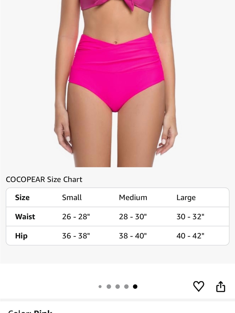 High-Waist Pink Bikini Bottoms - Picture 4 of 5